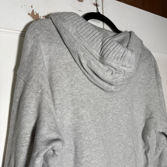 Aerie V-Neck Hoodie Gray Oversized Size XXS Super Soft Ribbed Off The Shoulder - Picture 9 of 10